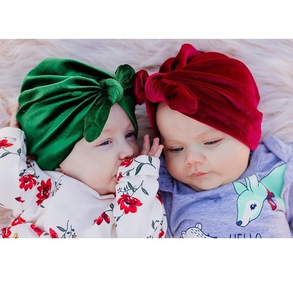 Lil Lanabear Other - 2pk Lil Lanabear Velour Christmas Holiday Red & Green Infant Baby Hats 0-6 Month